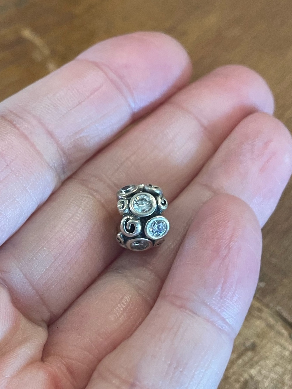 Pandora Sterling Silver Pave Crystal Bead Charm - Silver